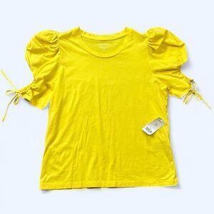 Banana Republic PXS Petite Yellow Puff Sleeve Supima Cotton Blouse Top NWT